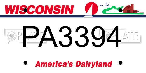PA3394 Wisconsin License Plate