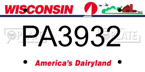 PA3932 Wisconsin License Plate