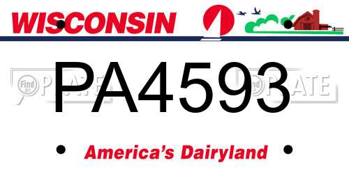 PA4593 Wisconsin License Plate