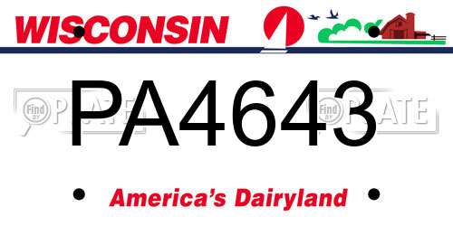PA4643 Wisconsin License Plate