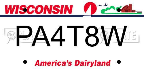 PA4T8W Wisconsin License Plate