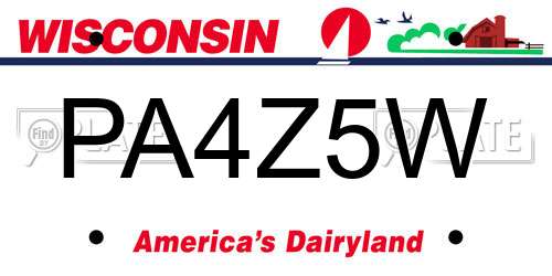 PA4Z5W Wisconsin License Plate