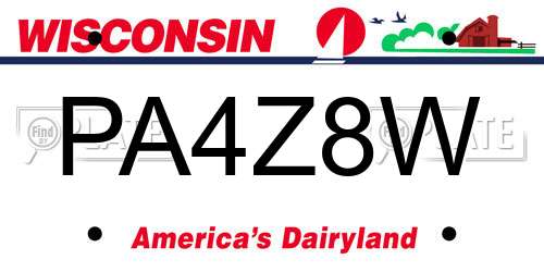 PA4Z8W Wisconsin License Plate