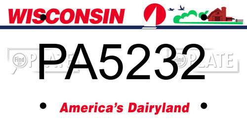 PA5232 Wisconsin License Plate