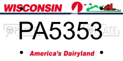 PA5353 Wisconsin License Plate