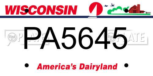 PA5645 Wisconsin License Plate