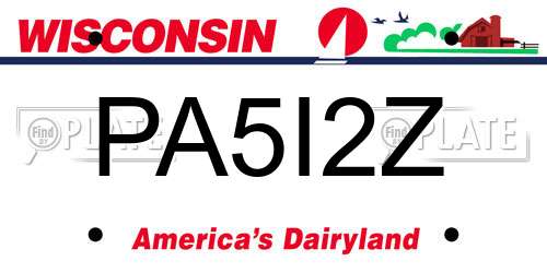 PA5I2Z Wisconsin License Plate