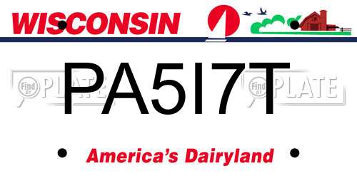 PA5I7T Wisconsin License Plate