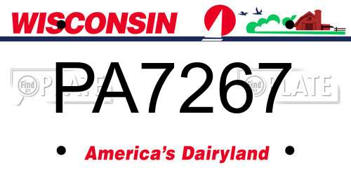 PA7267 Wisconsin License Plate