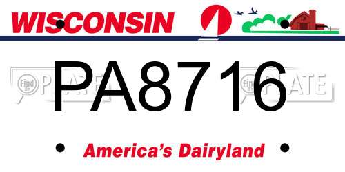 PA8716 Wisconsin License Plate