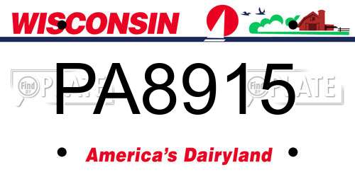 PA8915 Wisconsin License Plate