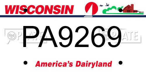 PA9269 Wisconsin License Plate