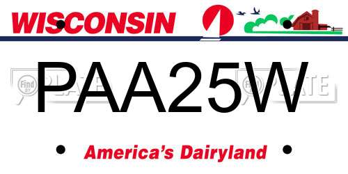 PAA25W Wisconsin License Plate
