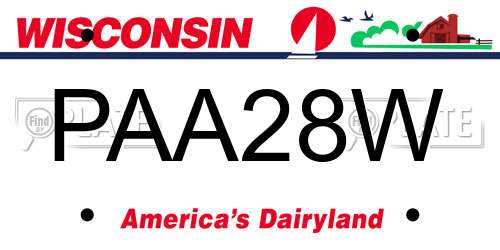 PAA28W Wisconsin License Plate