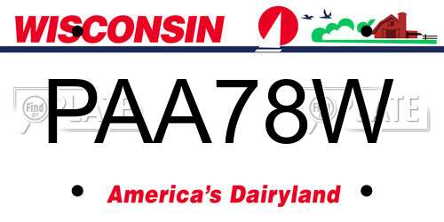 PAA78W Wisconsin License Plate