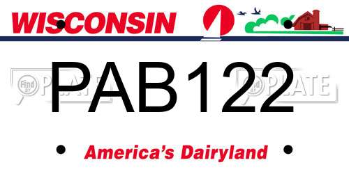 PAB122 Wisconsin License Plate