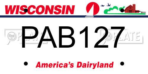 PAB127 Wisconsin License Plate