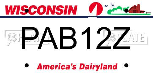 PAB12Z Wisconsin License Plate