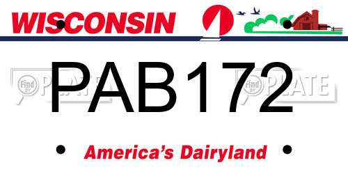 PAB172 Wisconsin License Plate