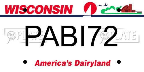 PABI72 Wisconsin License Plate