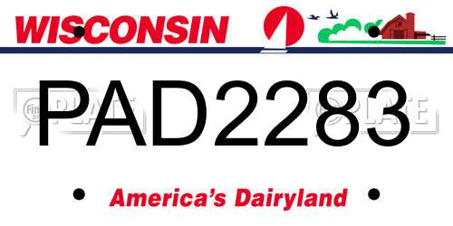 PAD2283 Wisconsin License Plate