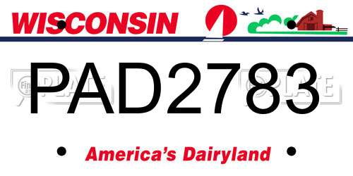 PAD2783 Wisconsin License Plate
