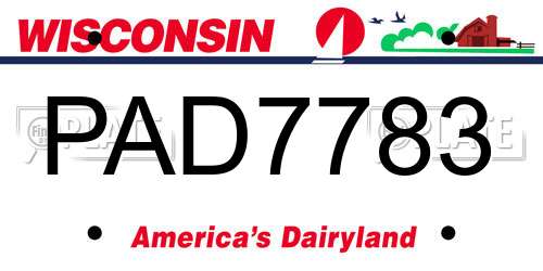 PAD7783 Wisconsin License Plate
