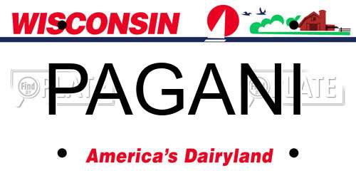 PAGANI Wisconsin License Plate