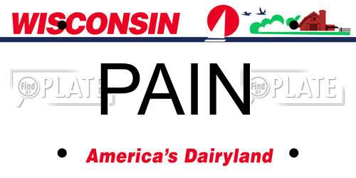 PAIN Wisconsin License Plate