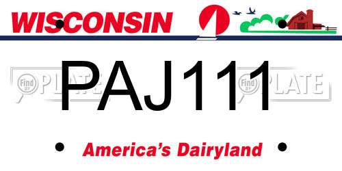 PAJ111 Wisconsin License Plate
