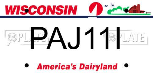 PAJ11I Wisconsin License Plate