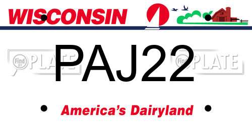 PAJ22 Wisconsin License Plate