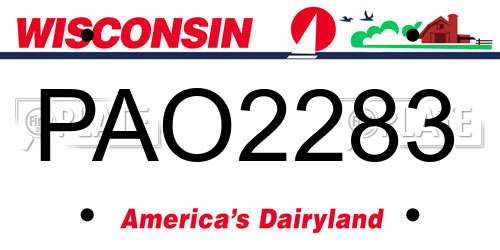PAO2283 Wisconsin License Plate