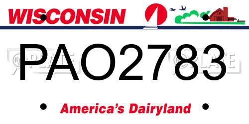 PAO2783 Wisconsin License Plate
