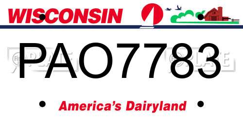 PAO7783 Wisconsin License Plate