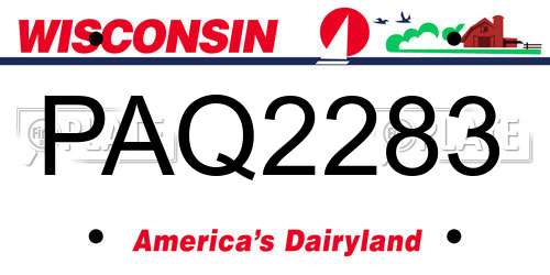PAQ2283 Wisconsin License Plate