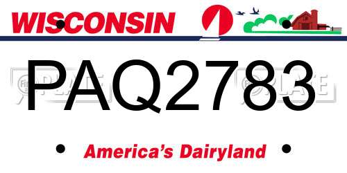 PAQ2783 Wisconsin License Plate