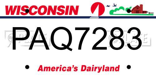 PAQ7283 Wisconsin License Plate