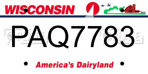 PAQ7783 Wisconsin License Plate