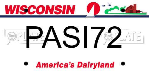 PASI72 Wisconsin License Plate