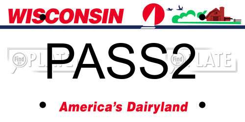 PASS2 Wisconsin License Plate