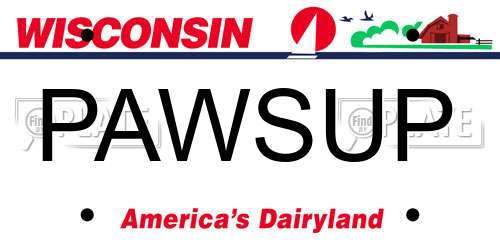 PAWSUP Wisconsin License Plate