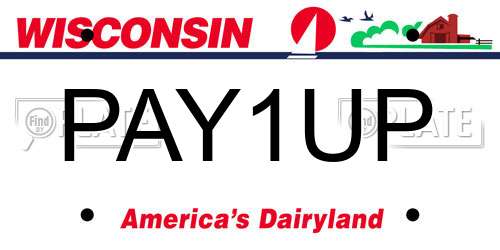 PAY1UP Wisconsin License Plate