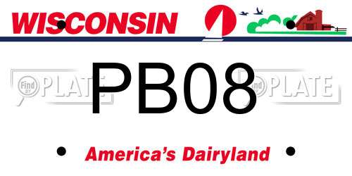 PB08 Wisconsin License Plate