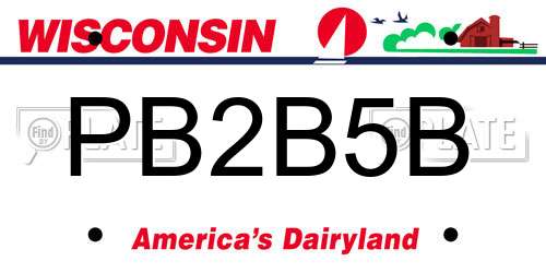 PB2B5B Wisconsin License Plate