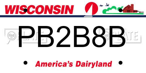PB2B8B Wisconsin License Plate