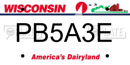PB5A3E Wisconsin License Plate