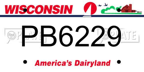 PB6229 Wisconsin License Plate