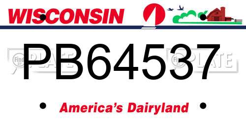 PB64537 Wisconsin License Plate