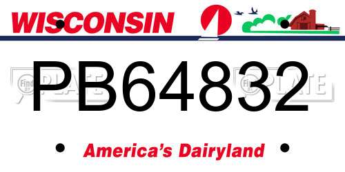 PB64832 Wisconsin License Plate